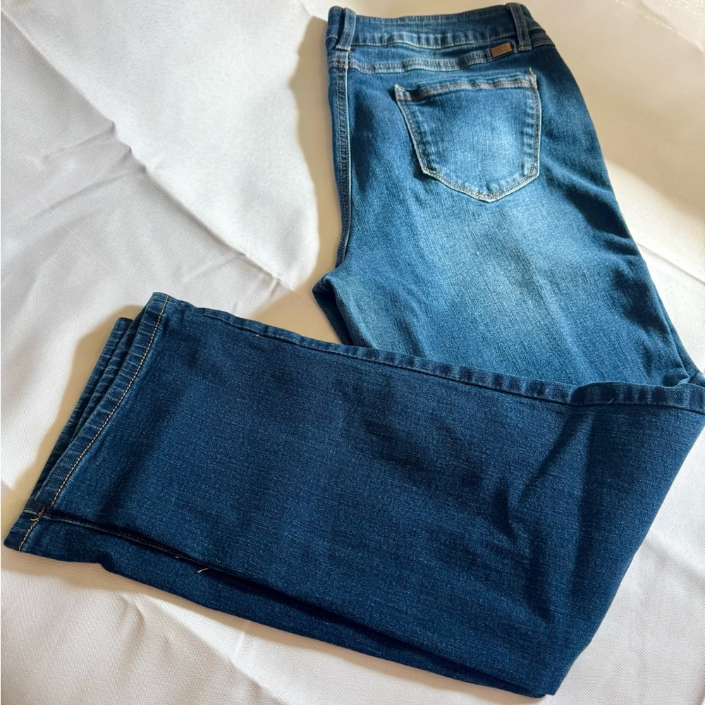 1822 Denim Mid Rise Skinny Jeans Deep Wash Size 14 Cotton Blend w Stretch